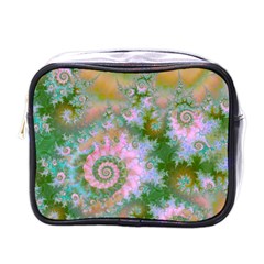 Rose Forest Green, Abstract Swirl Dance Mini Travel Toiletry Bag (one Side) by DianeClancy