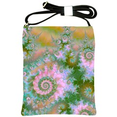 Rose Forest Green, Abstract Swirl Dance Shoulder Sling Bag by DianeClancy