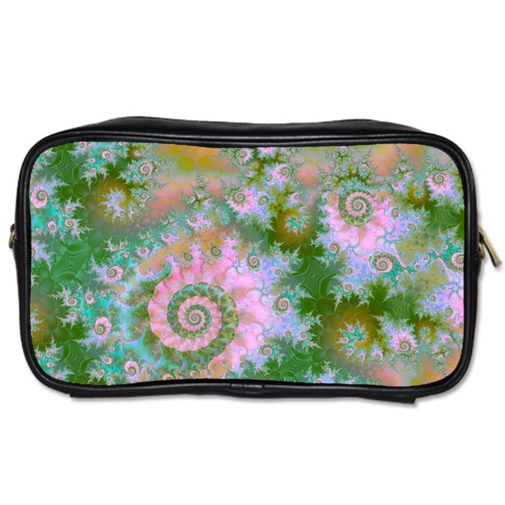 Rose Forest Green, Abstract Swirl Dance Travel Toiletry Bag (One Side)