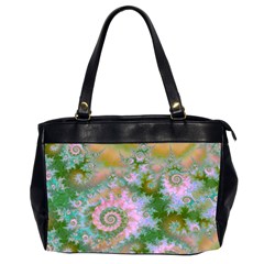 Rose Forest Green, Abstract Swirl Dance Oversize Office Handbag (two Sides) by DianeClancy