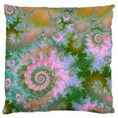 Rose Forest Green, Abstract Swirl Dance Large Cushion Case (two Sided)  by DianeClancy