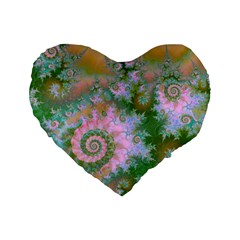 Rose Forest Green, Abstract Swirl Dance 16  Premium Heart Shape Cushion  by DianeClancy