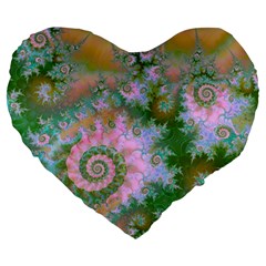 Rose Forest Green, Abstract Swirl Dance 19  Premium Heart Shape Cushion by DianeClancy