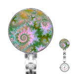 Rose Forest Green, Abstract Swirl Dance Stainless Steel Nurses Watch Front