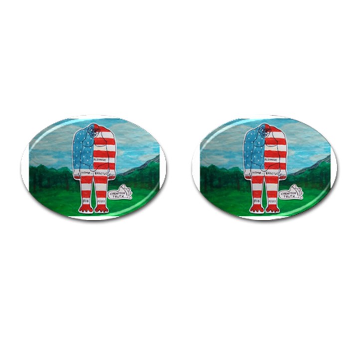 Painted Flag Bigfoot Homo E  Cufflinks (Oval)