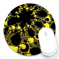 Special Fractal 04 Yellow 8  Mouse Pad (round) by ImpressiveMoments