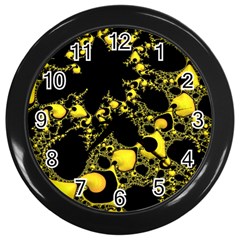 Special Fractal 04 Yellow Wall Clock (black) by ImpressiveMoments