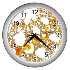 Special Fractal 04 Orange Wall Clock (silver) by ImpressiveMoments