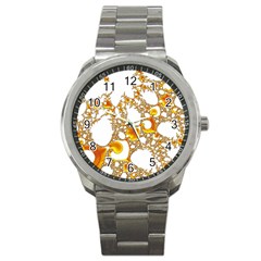 Special Fractal 04 Orange Sport Metal Watch by ImpressiveMoments