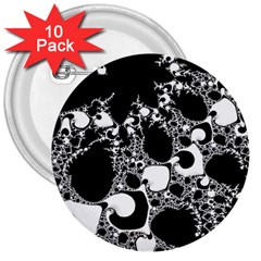 Special Fractal 04 B&w 3  Button (10 Pack) by ImpressiveMoments