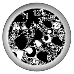 Special Fractal 04 B&w Wall Clock (silver) by ImpressiveMoments