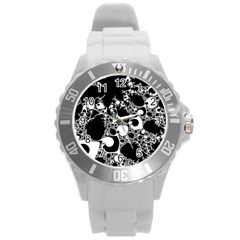 Special Fractal 04 B&w Plastic Sport Watch (large) by ImpressiveMoments