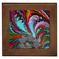 Special Fractal 02 Red Framed Ceramic Tile by ImpressiveMoments