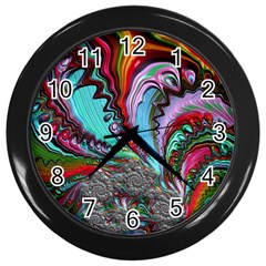 Special Fractal 02 Red Wall Clock (black)