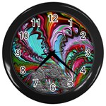 Special Fractal 02 Red Wall Clock (Black) Front