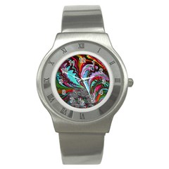 Special Fractal 02 Red Stainless Steel Watch (slim) by ImpressiveMoments