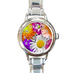 Lovely Flowers,purple Round Italian Charm Watch by ImpressiveMoments