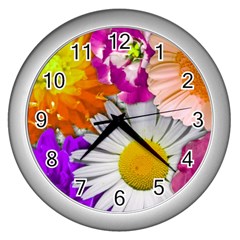 Lovely Flowers,purple Wall Clock (silver) by ImpressiveMoments