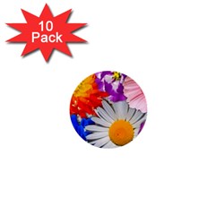 Lovely Flowers, Blue 1  Mini Button (10 Pack) by ImpressiveMoments