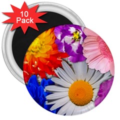 Lovely Flowers, Blue 3  Button Magnet (10 Pack) by ImpressiveMoments