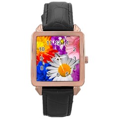 Lovely Flowers, Blue Rose Gold Leather Watch  by ImpressiveMoments