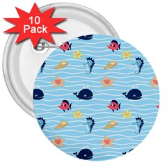 Fun Fish Of The Ocean 3  Button (10 Pack) by StuffOrSomething