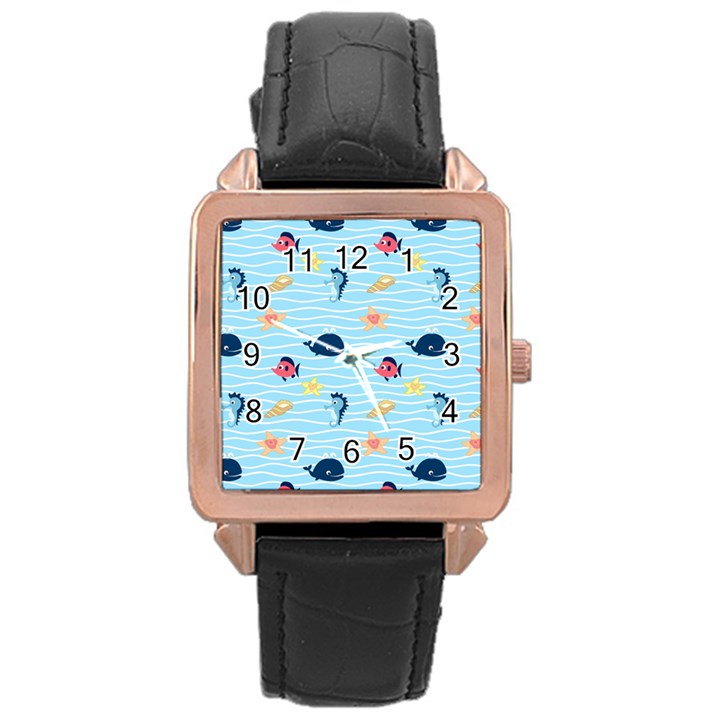 Fun Fish of the Ocean Rose Gold Leather Watch 