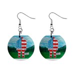 Painted Flag Big Foot Aust Mini Button Earrings Front