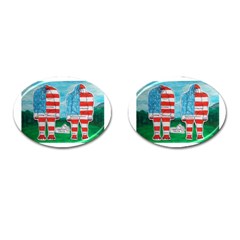 2 Painted U,s,a,flag Big Foots Cufflinks (oval) by creationtruth