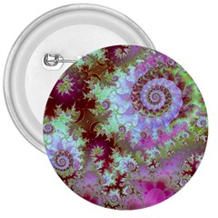 Raspberry Lime Delight, Abstract Ferris Wheel 3  Button by DianeClancy