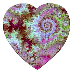 Raspberry Lime Delight, Abstract Ferris Wheel Jigsaw Puzzle (heart) by DianeClancy