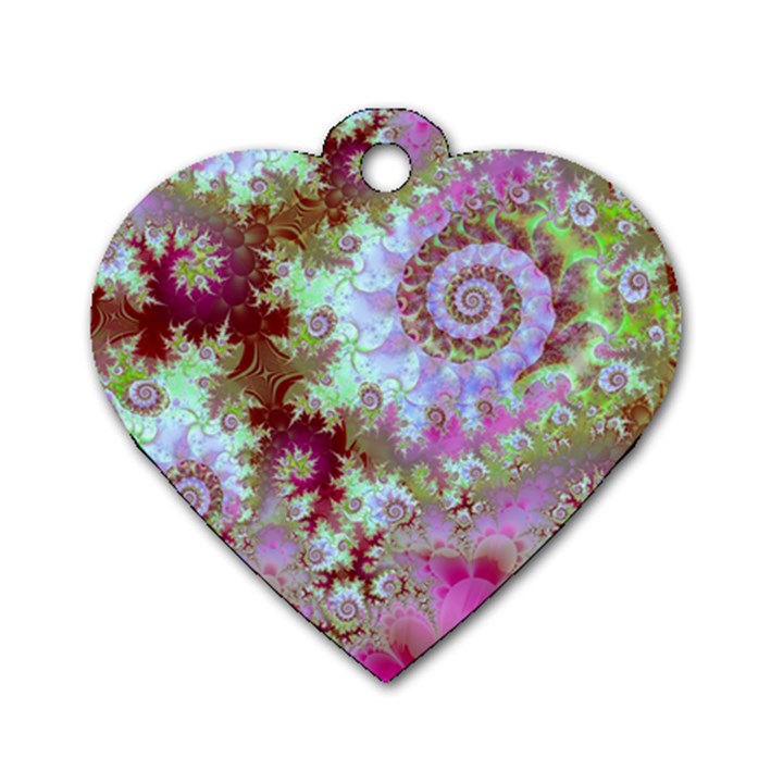 Raspberry Lime Delight, Abstract Ferris Wheel Dog Tag Heart (One Side)