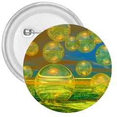 Golden Days, Abstract Yellow Azure Tranquility 3  Button by DianeClancy