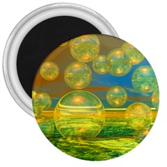 Golden Days, Abstract Yellow Azure Tranquility 3  Button Magnet by DianeClancy