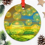 Golden Days, Abstract Yellow Azure Tranquility Round Ornament Front