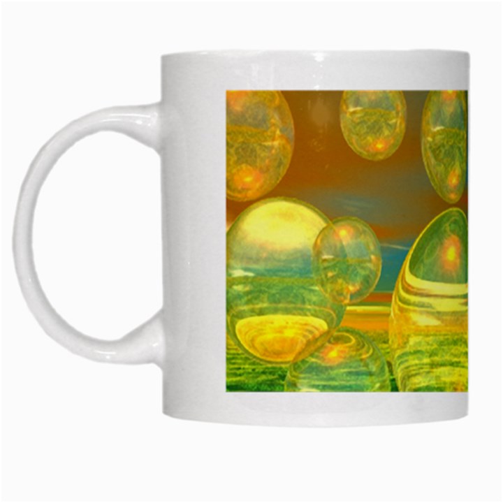 Golden Days, Abstract Yellow Azure Tranquility White Coffee Mug