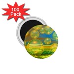 Golden Days, Abstract Yellow Azure Tranquility 1.75  Button Magnet (100 pack) Front