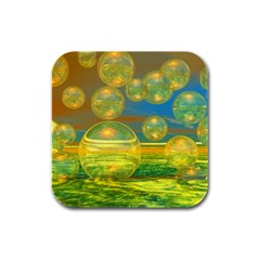 Golden Days, Abstract Yellow Azure Tranquility Drink Coasters 4 Pack (square) by DianeClancy