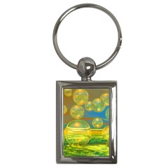 Golden Days, Abstract Yellow Azure Tranquility Key Chain (rectangle) by DianeClancy