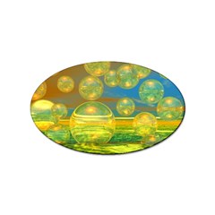 Golden Days, Abstract Yellow Azure Tranquility Sticker (oval) by DianeClancy