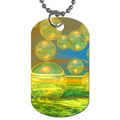 Golden Days, Abstract Yellow Azure Tranquility Dog Tag (one Sided) by DianeClancy