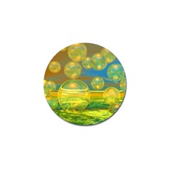 Golden Days, Abstract Yellow Azure Tranquility Golf Ball Marker by DianeClancy