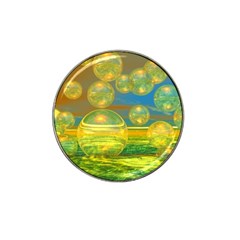 Golden Days, Abstract Yellow Azure Tranquility Golf Ball Marker (for Hat Clip) by DianeClancy