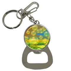 Golden Days, Abstract Yellow Azure Tranquility Bottle Opener Key Chain by DianeClancy