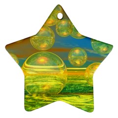 Golden Days, Abstract Yellow Azure Tranquility Star Ornament (two Sides) by DianeClancy