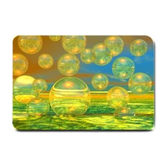 Golden Days, Abstract Yellow Azure Tranquility Small Door Mat by DianeClancy