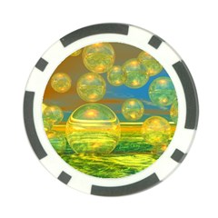 Golden Days, Abstract Yellow Azure Tranquility Poker Chip by DianeClancy