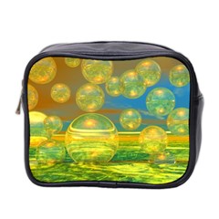 Golden Days, Abstract Yellow Azure Tranquility Mini Travel Toiletry Bag (two Sides) by DianeClancy