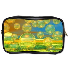 Golden Days, Abstract Yellow Azure Tranquility Travel Toiletry Bag (one Side) by DianeClancy