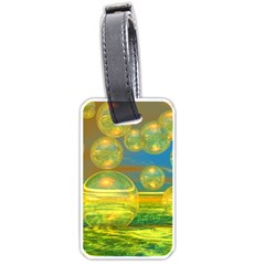 Golden Days, Abstract Yellow Azure Tranquility Luggage Tag (one Side) by DianeClancy